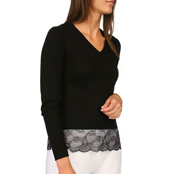 NWT Michael Kors Lace Trim Sweater - Picture 4 of 4